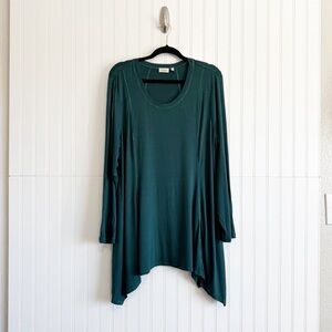 LOGO Lori Goldstein Women’s 1X Long Sleeve Asymmetrical Blouse